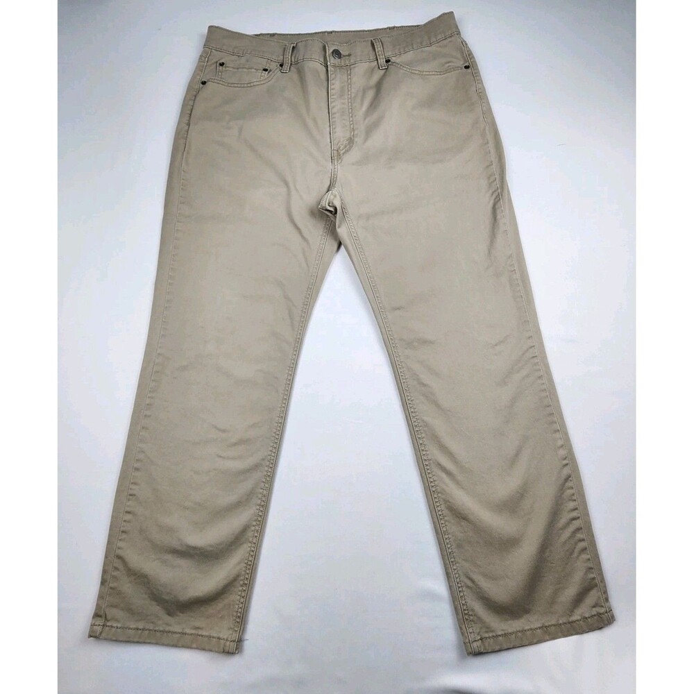 Levis 541 Khaki Chinos Mens 38x30 Athletic Taper Fit Logo Patch Casual Classic